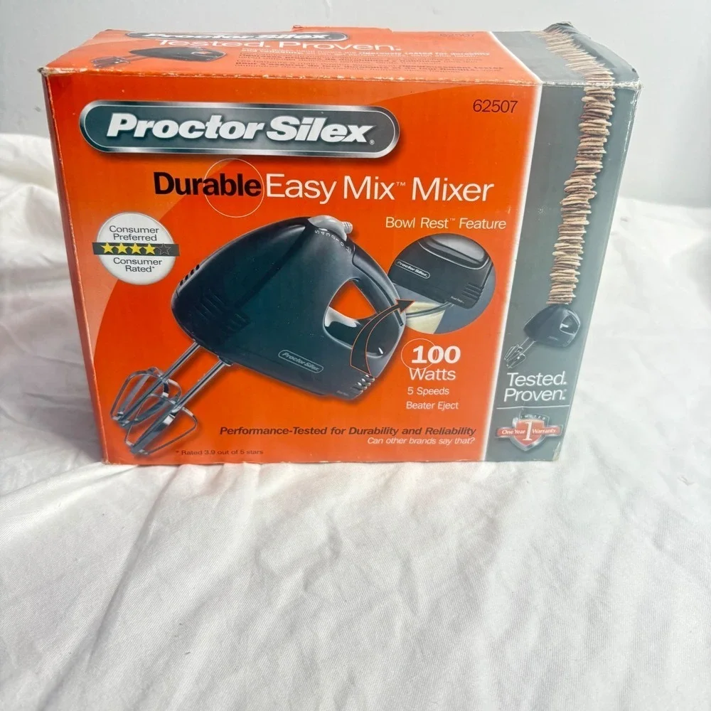 Proctor Silex Easy Mix Black Hand Mixer 5 Speed 100 Watts Durable